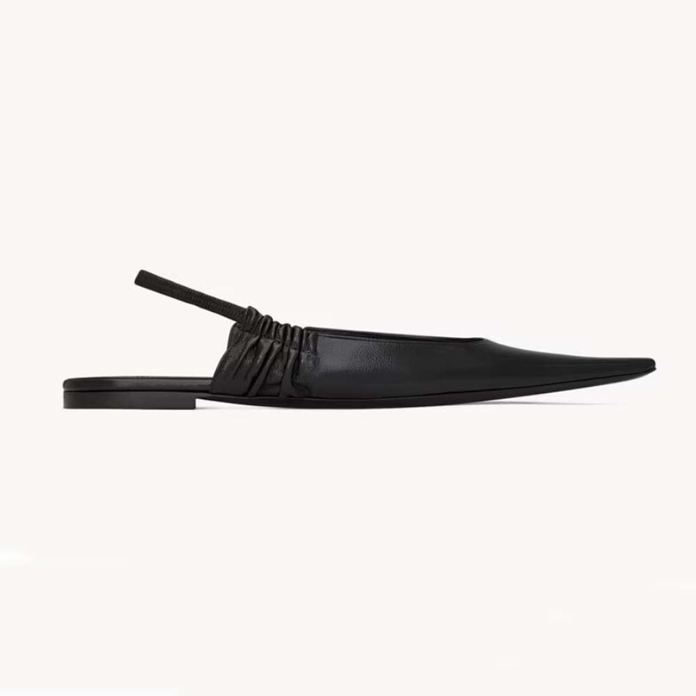 Saint Laurent YSL Women Anne Marie Slingback Flats in Smooth Leather-844421AA