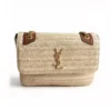 Saint Laurent YSL Women Niki Medium Chain Bag in Raffia and Leather-Natural