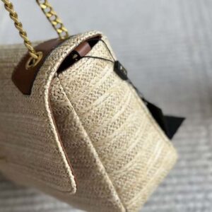 Saint Laurent YSL Women Niki Medium Chain Bag in Raffia and Leather-Natural