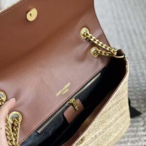 Saint Laurent YSL Women Niki Medium Chain Bag in Raffia and Leather-Natural