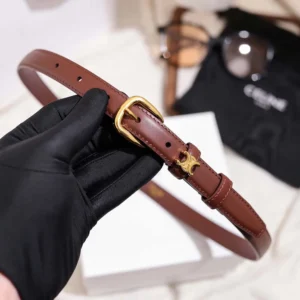 Celine Women Vivienne Belt 25Mm In Taurillon Leather-Dark Brown 45BNN3A01