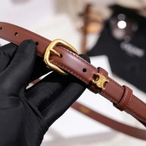 Celine Women Vivienne Belt 25Mm In Taurillon Leather-Dark Brown 45BNN3A01