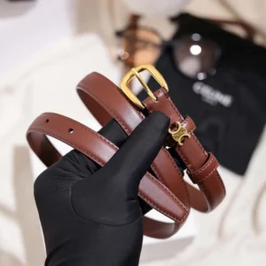 Celine Women Vivienne Belt 25Mm In Taurillon Leather-Dark Brown 45BNN3A01