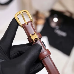 Celine Women Vivienne Belt 25Mm In Taurillon Leather-Dark Brown 45BNN3A01