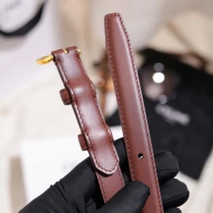 Celine Women Vivienne Belt 25Mm In Taurillon Leather-Dark Brown 45BNN3A01