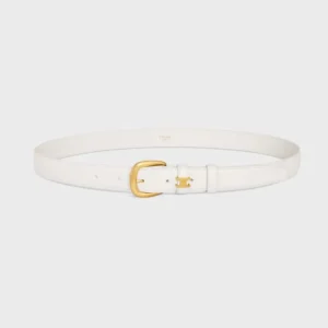Celine Women Vivienne Belt 25Mm In Taurillon Leather-White 45BNN3A01