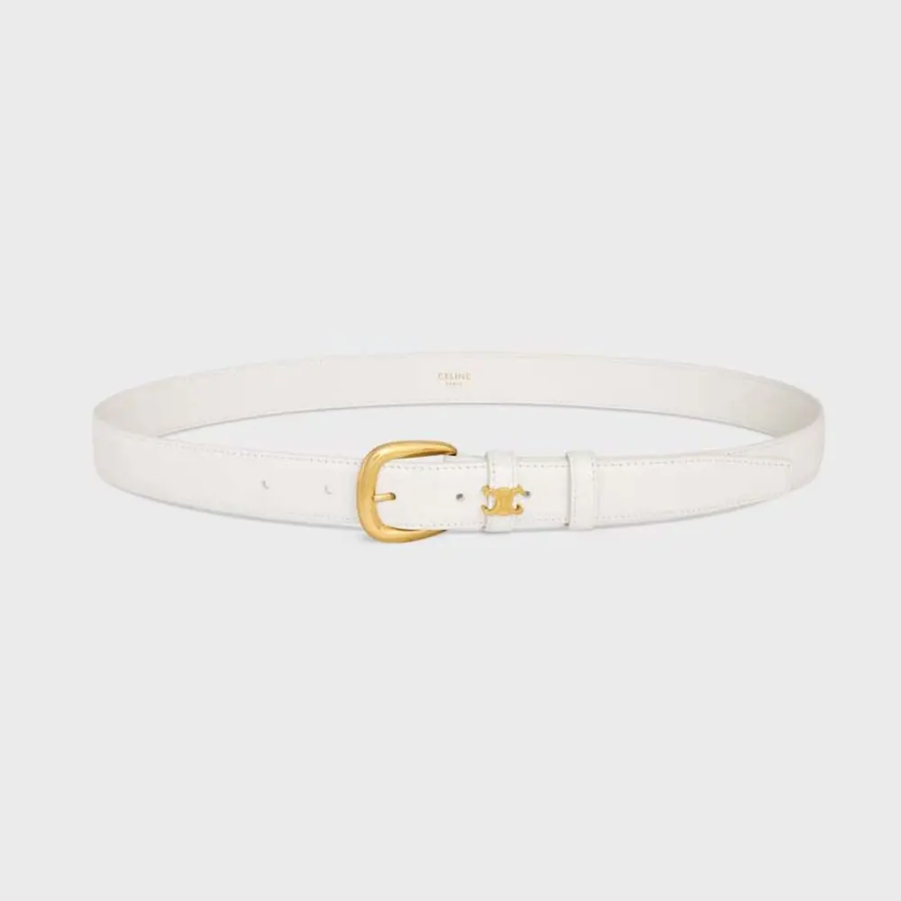 Celine Women Vivienne Belt 25Mm In Taurillon Leather-White 45BNN3A01