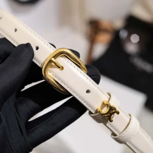 Celine Women Vivienne Belt 25Mm In Taurillon Leather-White 45BNN3A01