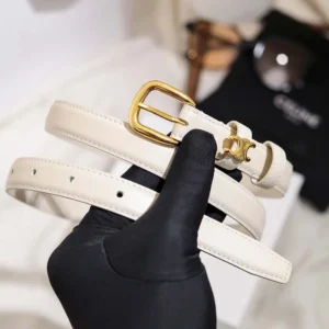 Celine Women Vivienne Belt 25Mm In Taurillon Leather-White 45BNN3A01