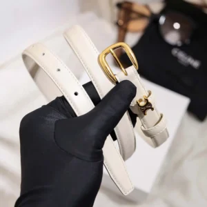 Celine Women Vivienne Belt 25Mm In Taurillon Leather-White 45BNN3A01