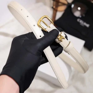Celine Women Vivienne Belt 25Mm In Taurillon Leather-White 45BNN3A01