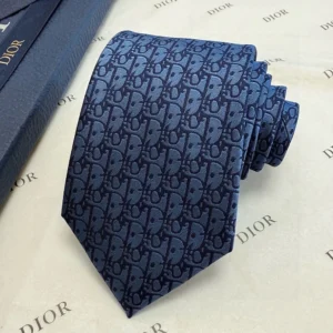 Dior Men Oblique Tie Blue and Black Silk 93C1046A0121