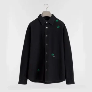 Dior Men Overshirt with Dior Clover Embroidery Black Cotton Twill 683D585A3044