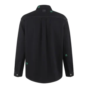 Dior Men Overshirt with Dior Clover Embroidery Black Cotton Twill 683D585A3044