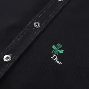 Dior Men Overshirt with Dior Clover Embroidery Black Cotton Twill 683D585A3044