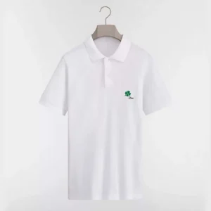 Dior Men Polo Shirt with Dior Clover Embroidery White Cotton Piqué 683J806A3025