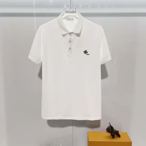 Dior Men Polo Shirt with Dior Clover Embroidery White Cotton Piqué 683J806A3025