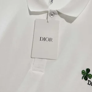 Dior Men Polo Shirt with Dior Clover Embroidery White Cotton Piqué 683J806A3025