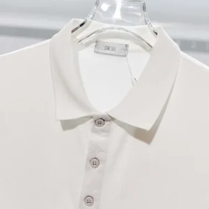 Dior Men Polo Shirt with Dior Clover Embroidery White Cotton Piqué 683J806A3025