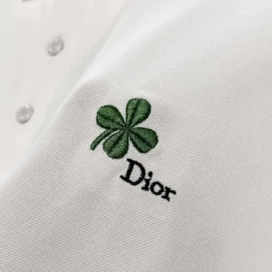 Dior Men Polo Shirt with Dior Clover Embroidery White Cotton Piqué 683J806A3025