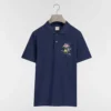 Dior Men Polo Shirt with Dior Secret Garden Embroidery Relaxed Fit Blue Cotton Piqué
