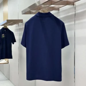 Dior Men Polo Shirt with Dior Secret Garden Embroidery Relaxed Fit Blue Cotton Piqué
