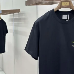 Dior Men T-Shirt with Dior Secret Garden Motif Relaxed Fit Black Cotton Jersey