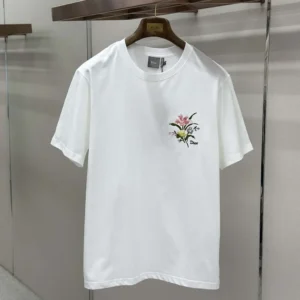 Dior Men T-Shirt with Dior Secret Garden Motif Relaxed Fit White Cotton Jersey