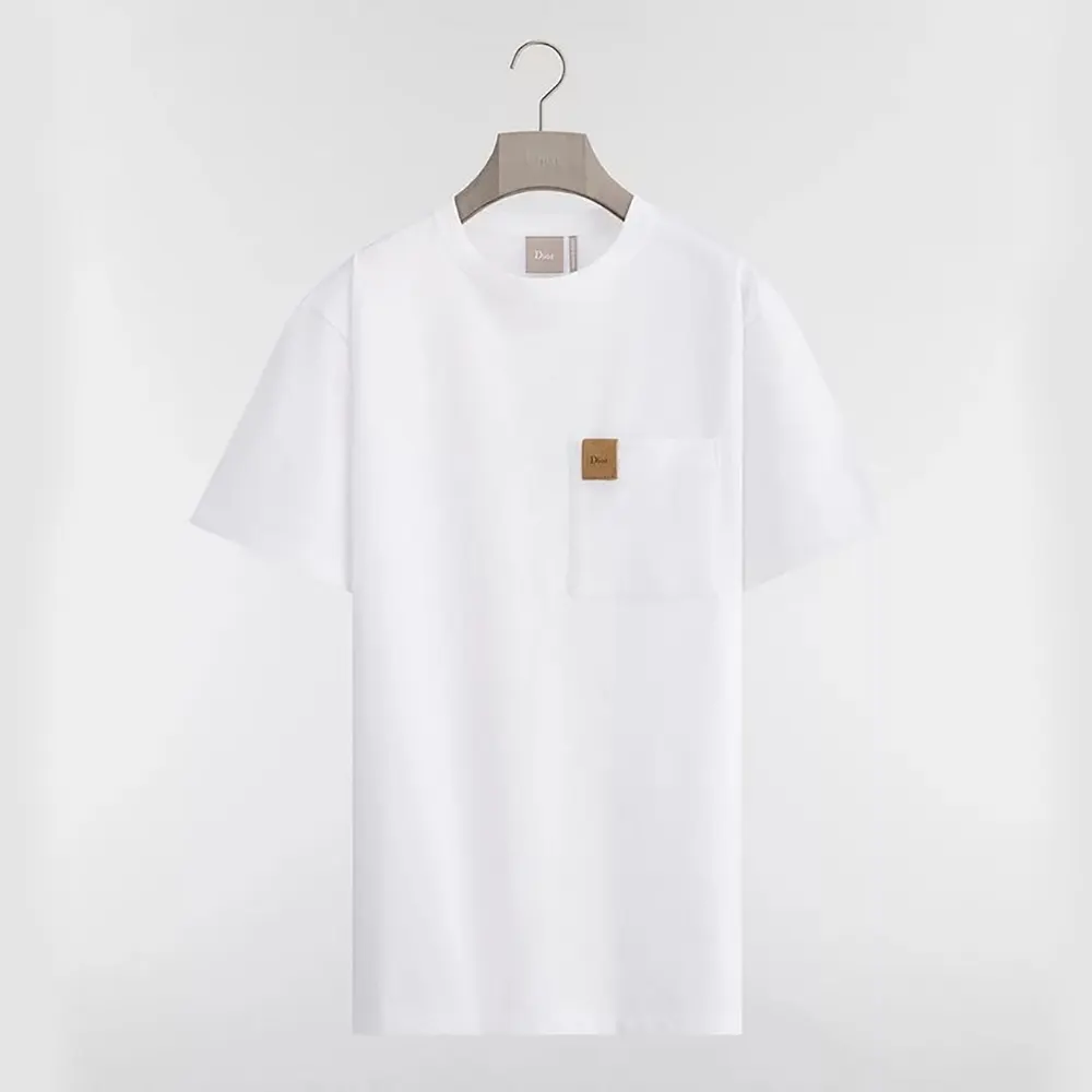 Dior Men T-Shirt with Pocket Relaxed Fit White Cotton Jersey 683J696G3036
