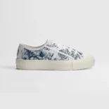 Dior Unisex Dioriviera Walk'n'Dior Sneaker White and Blue Toile de Jouy Floral Garden Embroidered Cotton