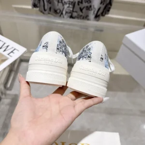 Dior Unisex Dioriviera Walk'n'Dior Sneaker White and Blue Toile de Jouy Floral Garden Embroidered Cotton