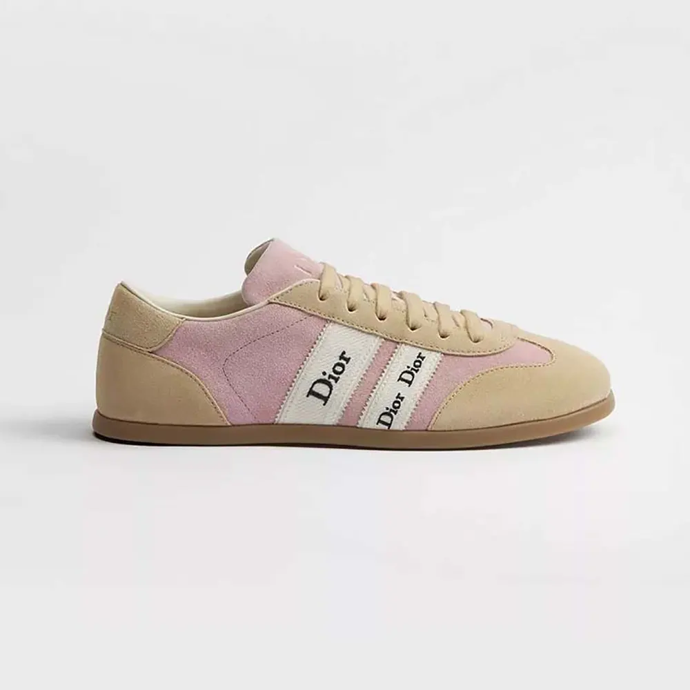 Dior Unisex Ribbon Sneaker Pink and Beige Suede Calfskin KCK553SUE