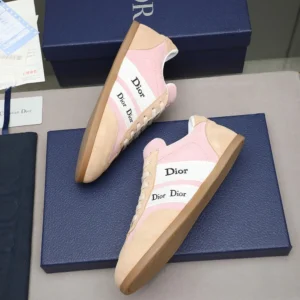 Dior Unisex Ribbon Sneaker Pink and Beige Suede Calfskin KCK553SUE
