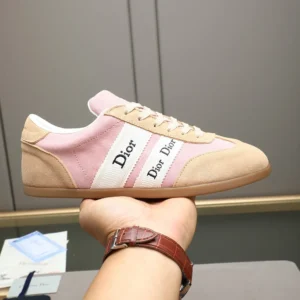 Dior Unisex Ribbon Sneaker Pink and Beige Suede Calfskin KCK553SUE