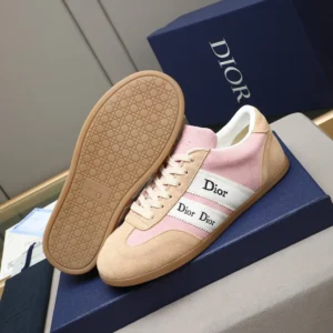 Dior Unisex Ribbon Sneaker Pink and Beige Suede Calfskin KCK553SUE