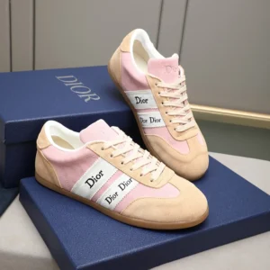Dior Unisex Ribbon Sneaker Pink and Beige Suede Calfskin KCK553SUE