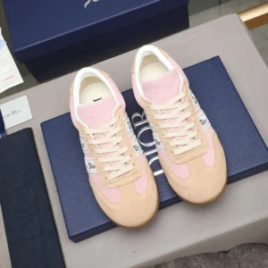 Dior Unisex Ribbon Sneaker Pink and Beige Suede Calfskin KCK553SUE