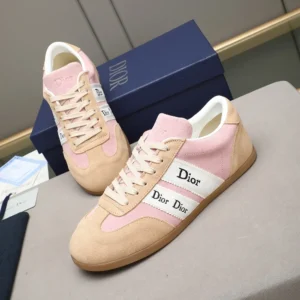 Dior Unisex Ribbon Sneaker Pink and Beige Suede Calfskin KCK553SUE