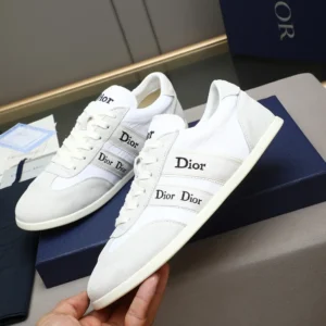 Dior Unisex Ribbon Sneaker White Suede Calfskin and Technical Fabric KCK554TFS