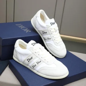 Dior Unisex Ribbon Sneaker White Suede Calfskin and Technical Fabric KCK554TFS