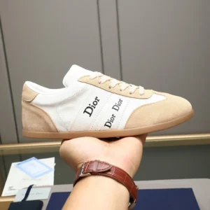 Dior Unisex Ribbon Sneaker White and Beige Suede Calfskin KCK553SUE