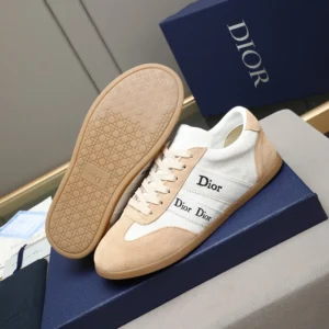 Dior Unisex Ribbon Sneaker White and Beige Suede Calfskin KCK553SUE