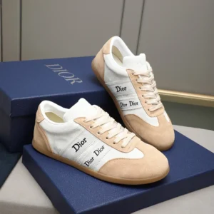 Dior Unisex Ribbon Sneaker White and Beige Suede Calfskin KCK553SUE