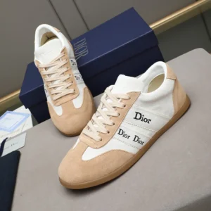 Dior Unisex Ribbon Sneaker White and Beige Suede Calfskin KCK553SUE