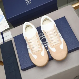 Dior Unisex Ribbon Sneaker White and Beige Suede Calfskin KCK553SUE
