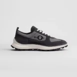 Dior Unisex Squash Sneaker Black Suede Calfskin and Gray Technical Fabric