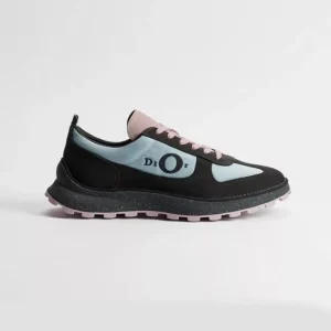 Dior Unisex Squash Sneaker Gray and Pink Suede Calfskin with Light Blue Technical Fabric