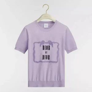 Dior Women Book Cover Short-Sleeved Sweater Lilas Silk Knit 644S24E6C45