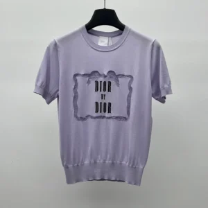 Dior Women Book Cover Short-Sleeved Sweater Lilas Silk Knit 644S24E6C45