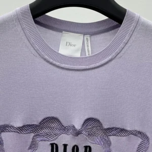 Dior Women Book Cover Short-Sleeved Sweater Lilas Silk Knit 644S24E6C45